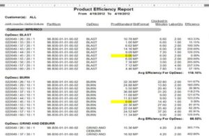 Product Efficiency Report