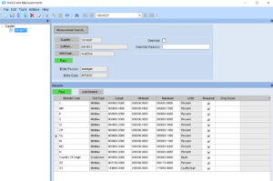 ERP Epicor Metgrade measurements module screenshot