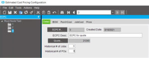 Epicor cost pricing configuration BOM example