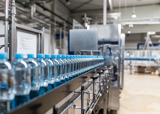 Epicor ERP for supply chain management, water bottle assembly line