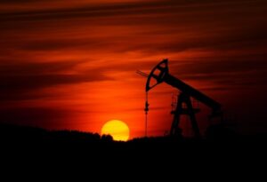 Epicor ERP for the oil industry, oil rig at sunset